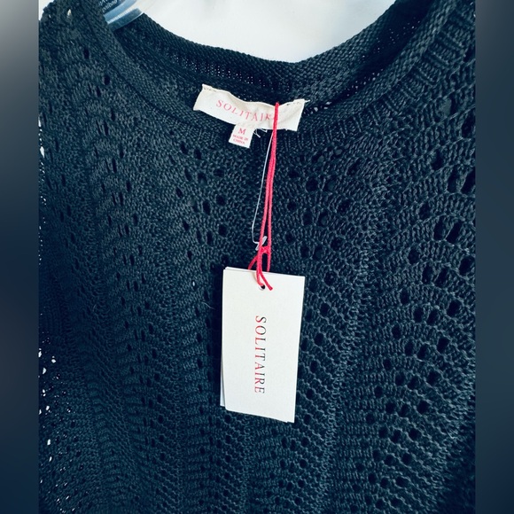 NWT Solitaire 2pc Black Skirt Shirt Crocheted Outfit M - Picture 3 of 7